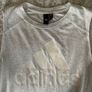 Adidas Athletic cut tank. White on white design